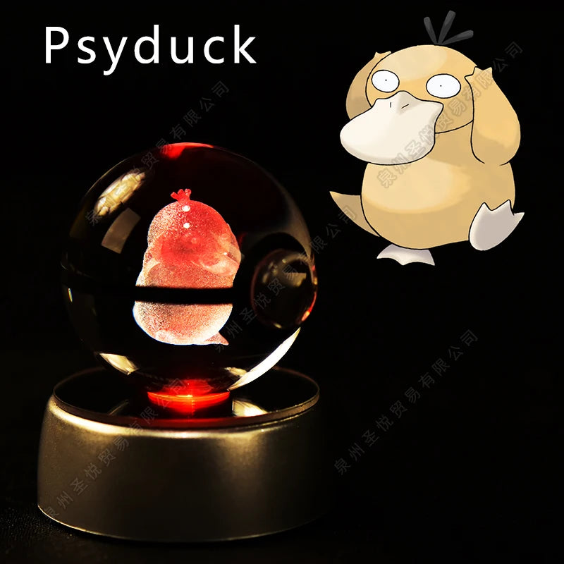 Enchanting 3D Pokemon Crystal Ball Night Light - Featuring Pikachu, Gengar, Mewtwo & More