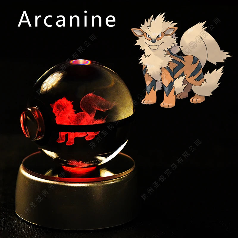 Enchanting 3D Pokemon Crystal Ball Night Light - Featuring Pikachu, Gengar, Mewtwo & More