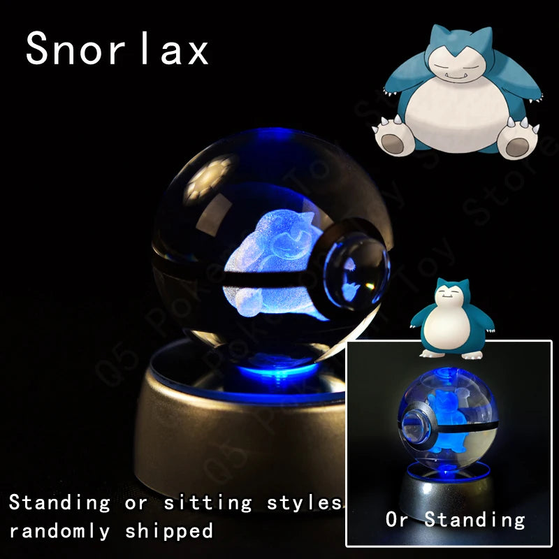 Enchanting 3D Pokemon Crystal Ball Night Light - Featuring Pikachu, Gengar, Mewtwo & More
