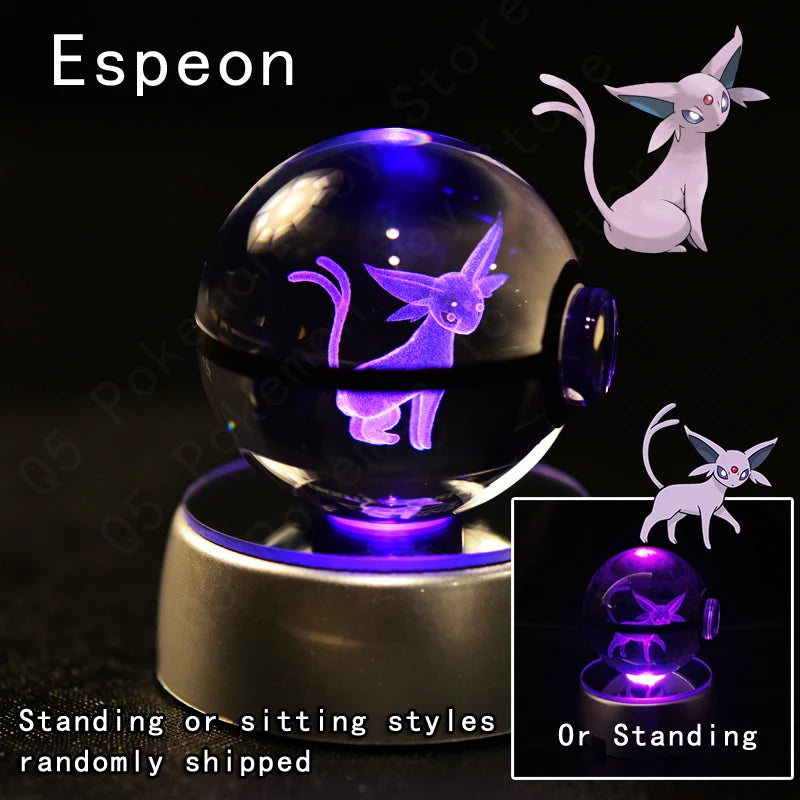 Enchanting 3D Pokemon Crystal Ball Night Light - Featuring Pikachu, Gengar, Mewtwo & More