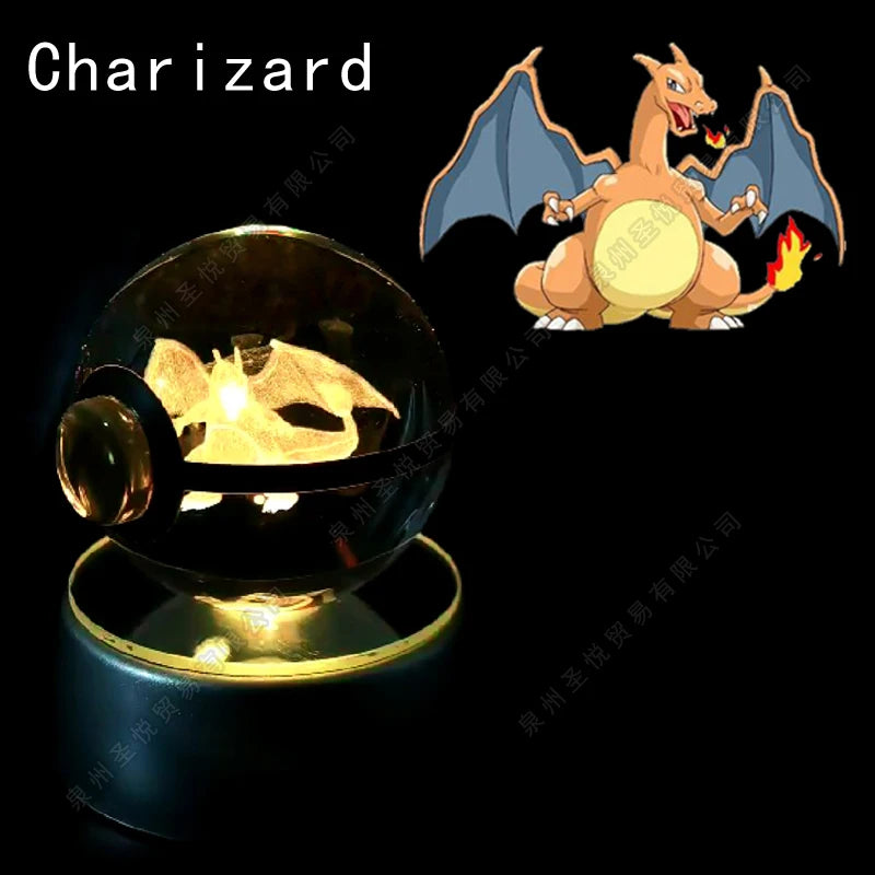 Enchanting 3D Pokemon Crystal Ball Night Light - Featuring Pikachu, Gengar, Mewtwo & More