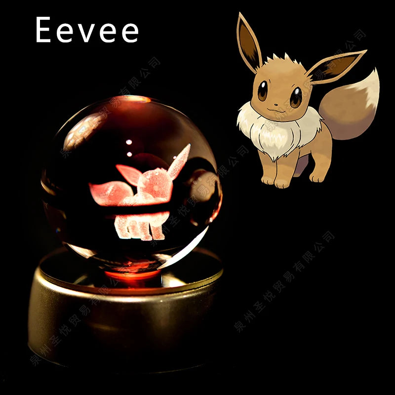 Enchanting 3D Pokemon Crystal Ball Night Light - Featuring Pikachu, Gengar, Mewtwo & More