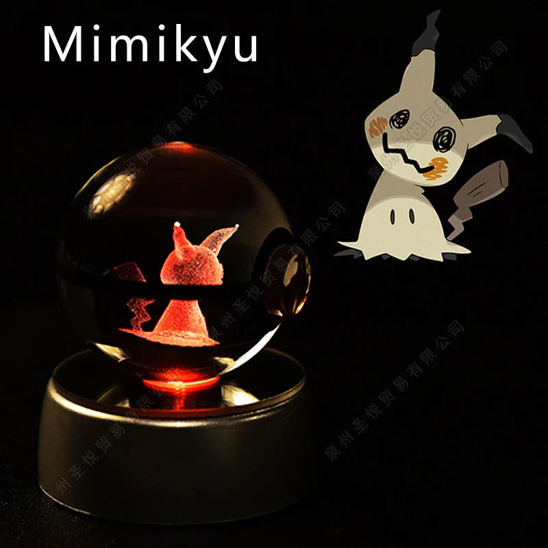 Enchanting 3D Pokemon Crystal Ball Night Light - Featuring Pikachu, Gengar, Mewtwo & More