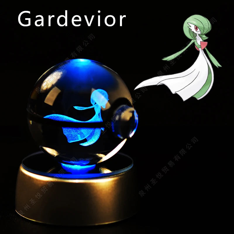 Enchanting 3D Pokemon Crystal Ball Night Light - Featuring Pikachu, Gengar, Mewtwo & More