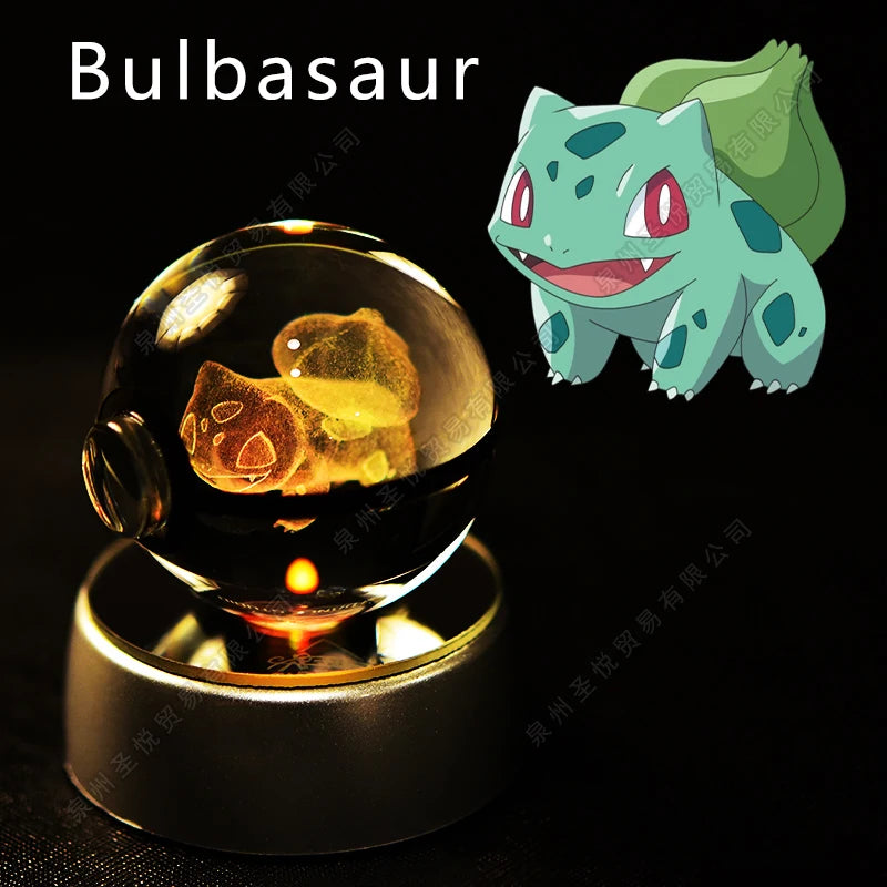Enchanting 3D Pokemon Crystal Ball Night Light - Featuring Pikachu, Gengar, Mewtwo & More