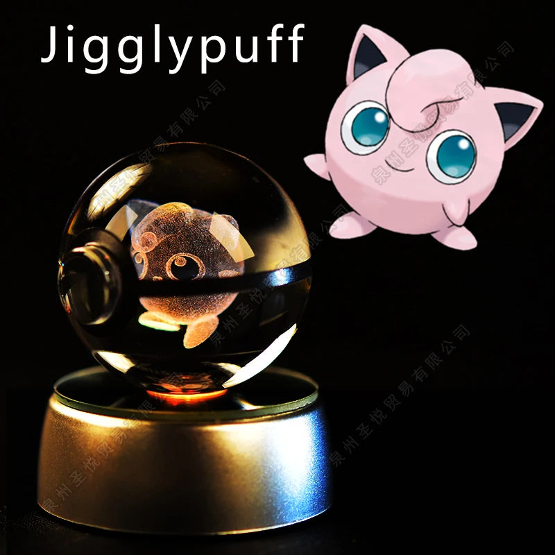 Enchanting 3D Pokemon Crystal Ball Night Light - Featuring Pikachu, Gengar, Mewtwo & More