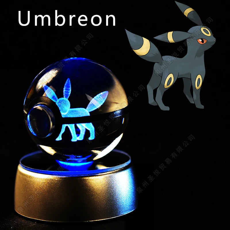 Enchanting 3D Pokemon Crystal Ball Night Light - Featuring Pikachu, Gengar, Mewtwo & More