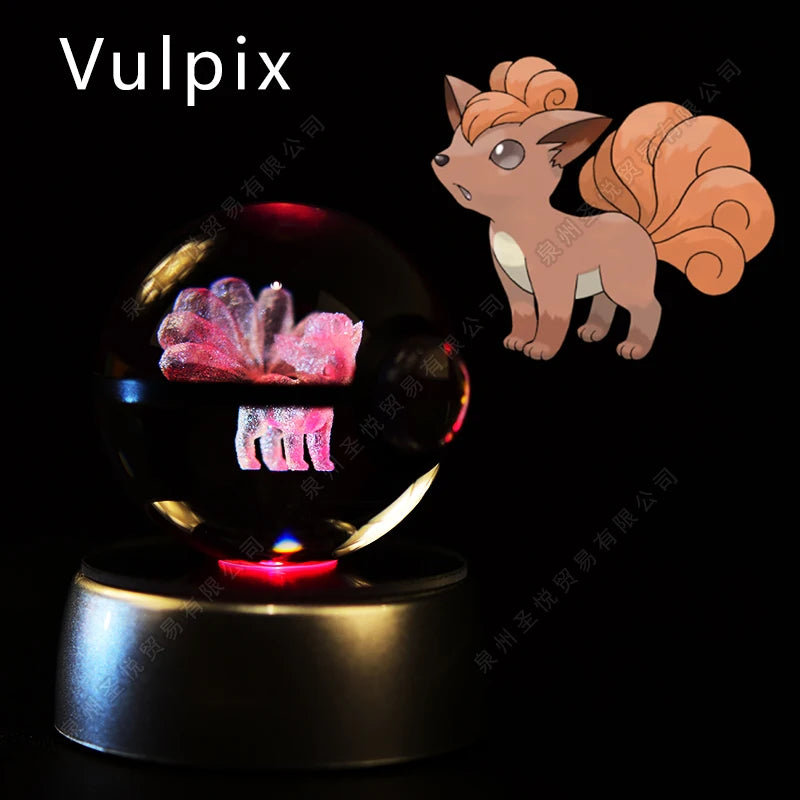 Enchanting 3D Pokemon Crystal Ball Night Light - Featuring Pikachu, Gengar, Mewtwo & More