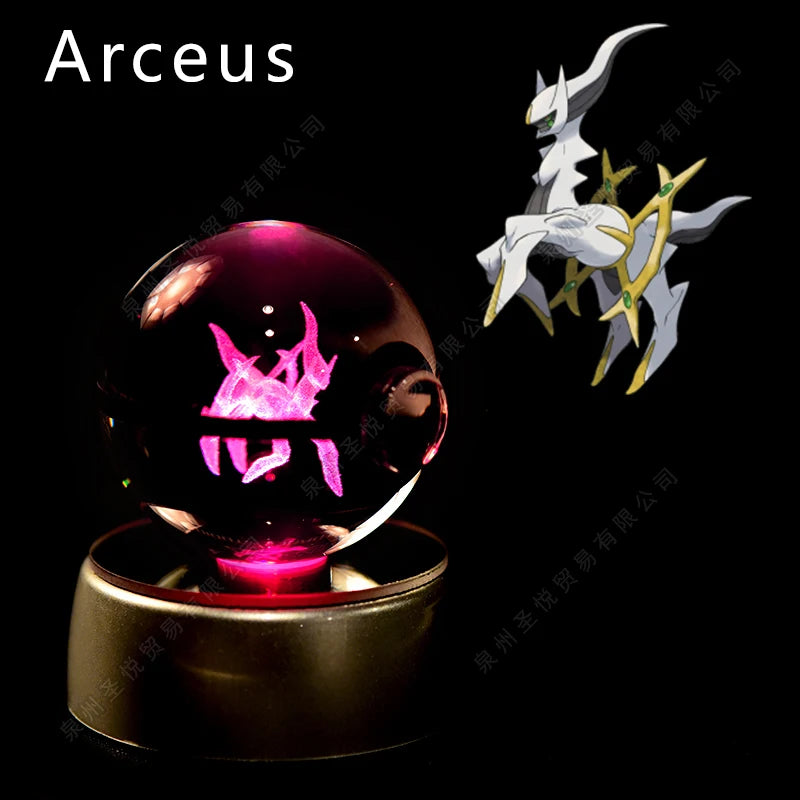 Enchanting 3D Pokémon Crystal Ball Night Light - Featuring Pikachu, Gengar, Mewtwo & More