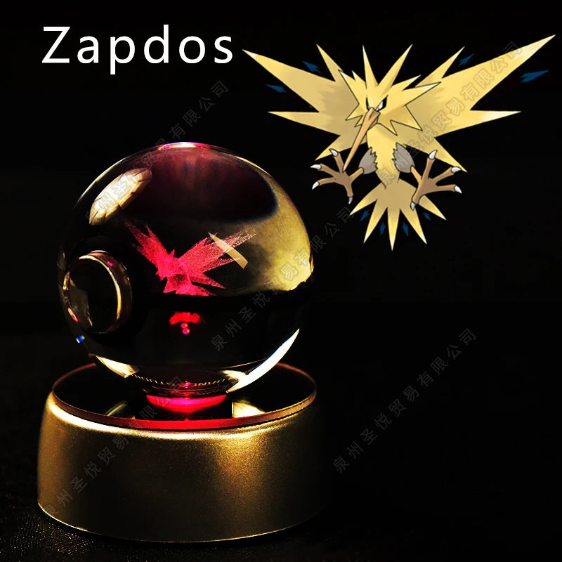 Enchanting 3D Pokemon Crystal Ball Night Light - Featuring Pikachu, Gengar, Mewtwo & More