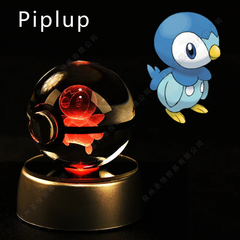 Enchanting 3D Pokemon Crystal Ball Night Light - Featuring Pikachu, Gengar, Mewtwo & More
