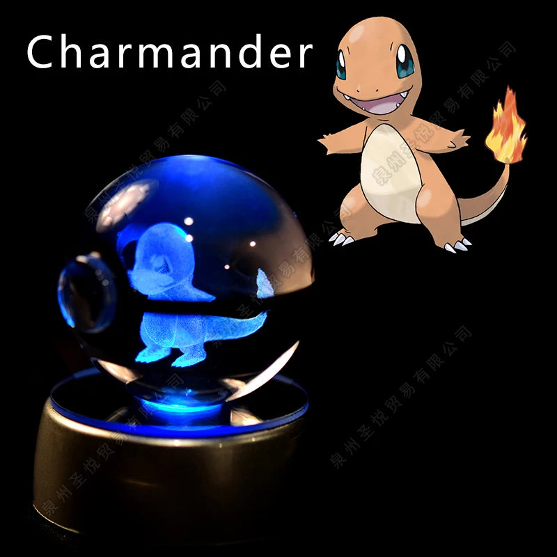 Enchanting 3D Pokemon Crystal Ball Night Light - Featuring Pikachu, Gengar, Mewtwo & More
