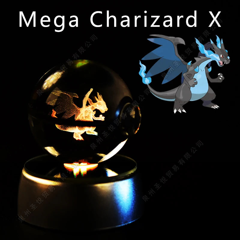 Enchanting 3D Pokemon Crystal Ball Night Light - Featuring Pikachu, Gengar, Mewtwo & More