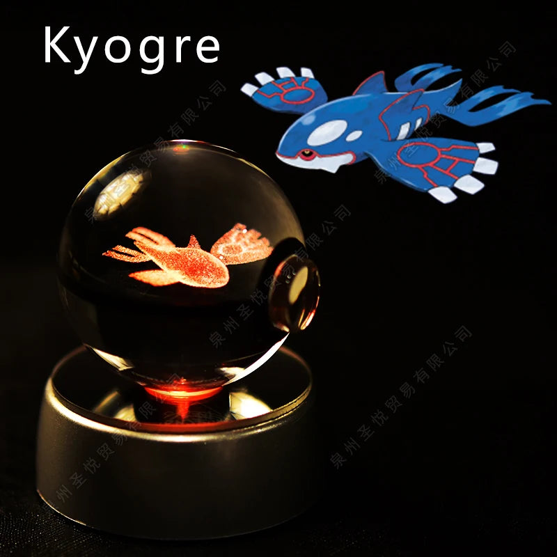 Enchanting 3D Pokemon Crystal Ball Night Light - Featuring Pikachu, Gengar, Mewtwo & More