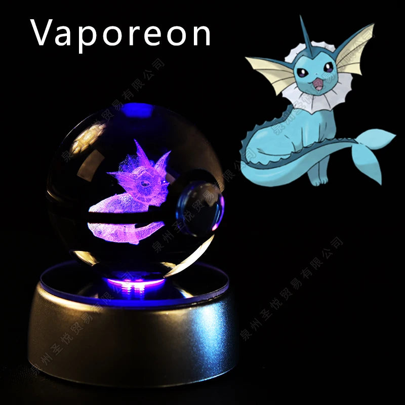 Enchanting 3D Pokemon Crystal Ball Night Light - Featuring Pikachu, Gengar, Mewtwo & More