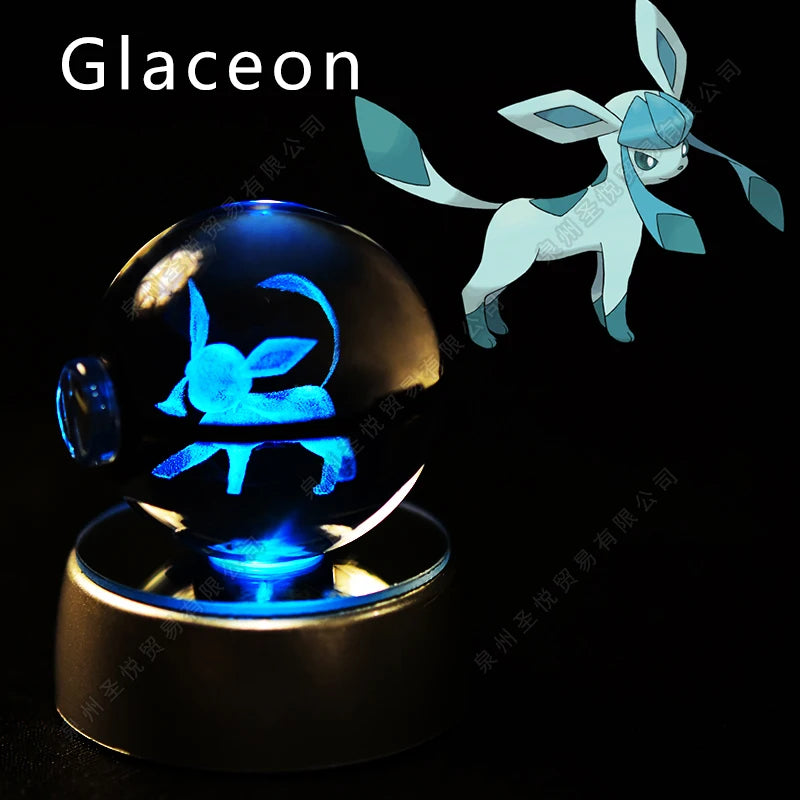 Enchanting 3D Pokemon Crystal Ball Night Light - Featuring Pikachu, Gengar, Mewtwo & More