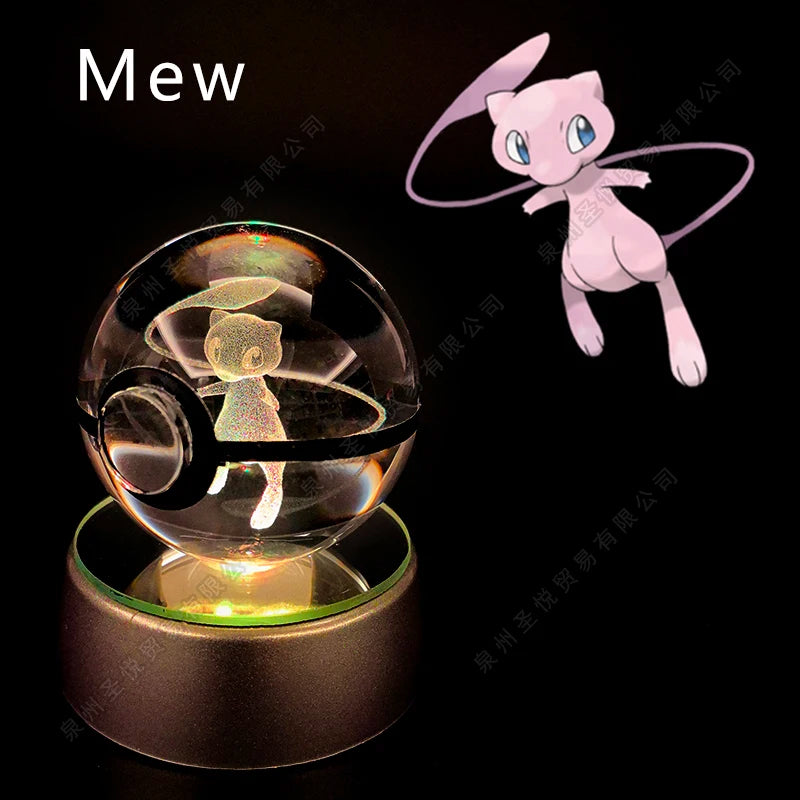 Enchanting 3D Pokemon Crystal Ball Night Light - Featuring Pikachu, Gengar, Mewtwo & More