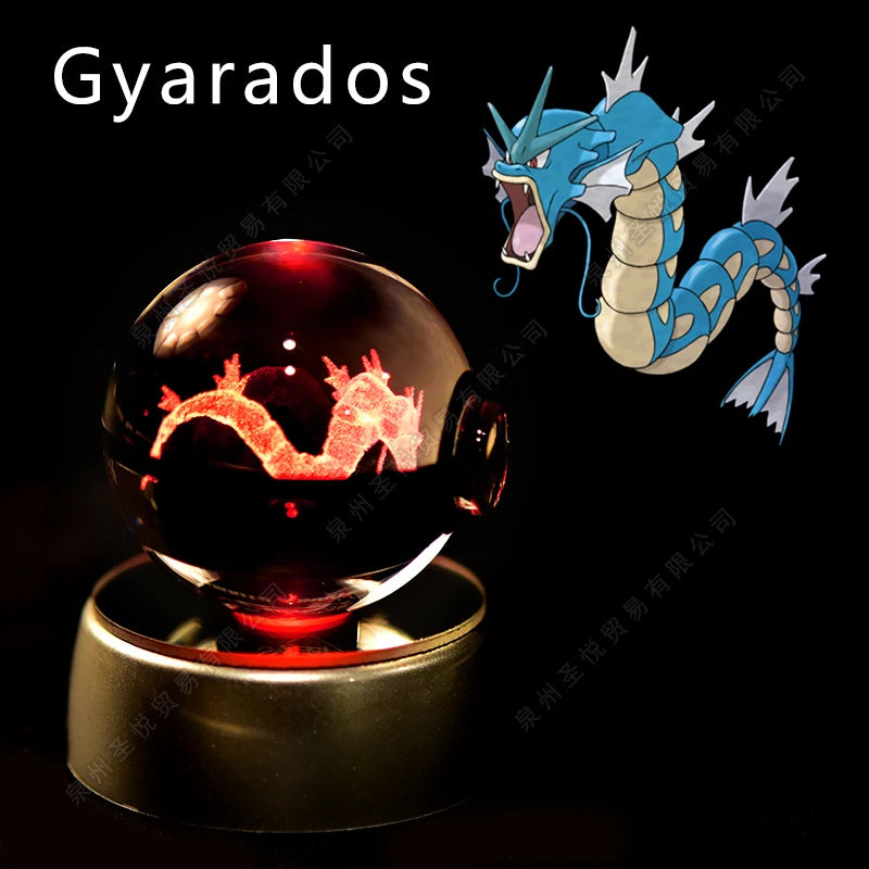 Enchanting 3D Pokemon Crystal Ball Night Light - Featuring Pikachu, Gengar, Mewtwo & More