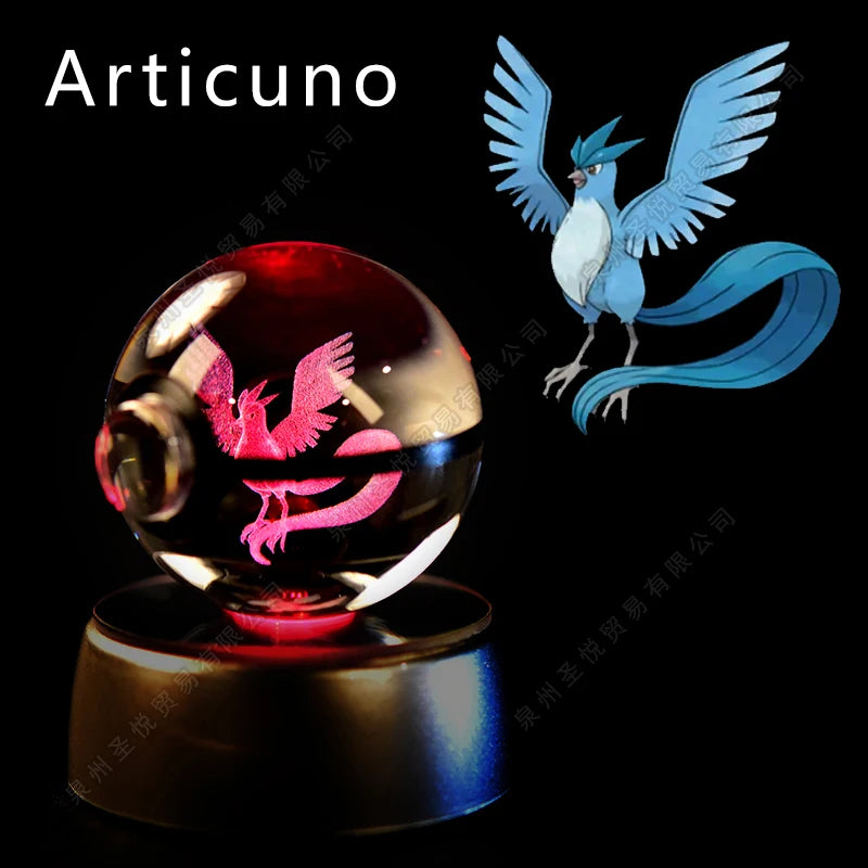 Enchanting 3D Pokemon Crystal Ball Night Light - Featuring Pikachu, Gengar, Mewtwo & More